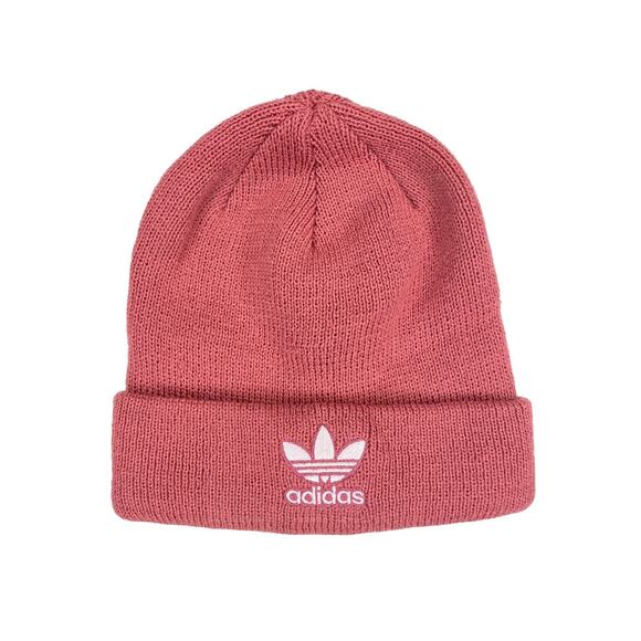 Adidas Beanie Women's One Size Pink Knit Patch Logo Acrylic - Picture 1 of 2